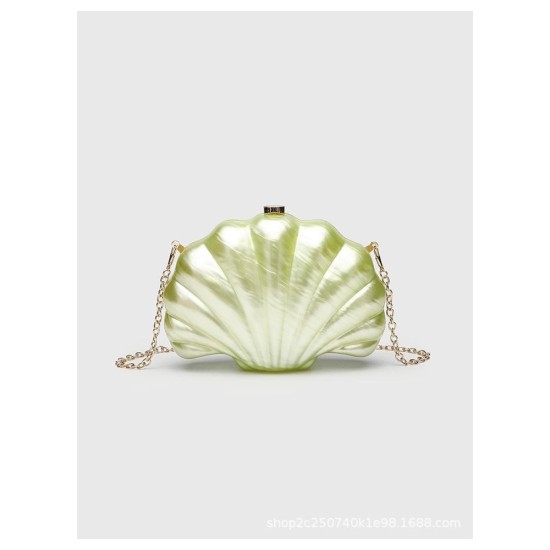 Elegant Asymmetric Shell Clutch | Crystal Acrylic Evening Bag for Weddings & Parties