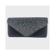 Satin Rhinestone Pleated Clutch with Chain Strap for Evening Parties